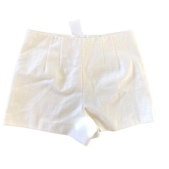 Veronica Beard Gershwin Tailored Shorts Sz 10 Ivory Tweed Navy Trim Buttons - Picture 5 of 12